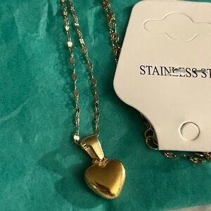 18K Gold-Plating over Stainless Steel Heart Pendant Necklace